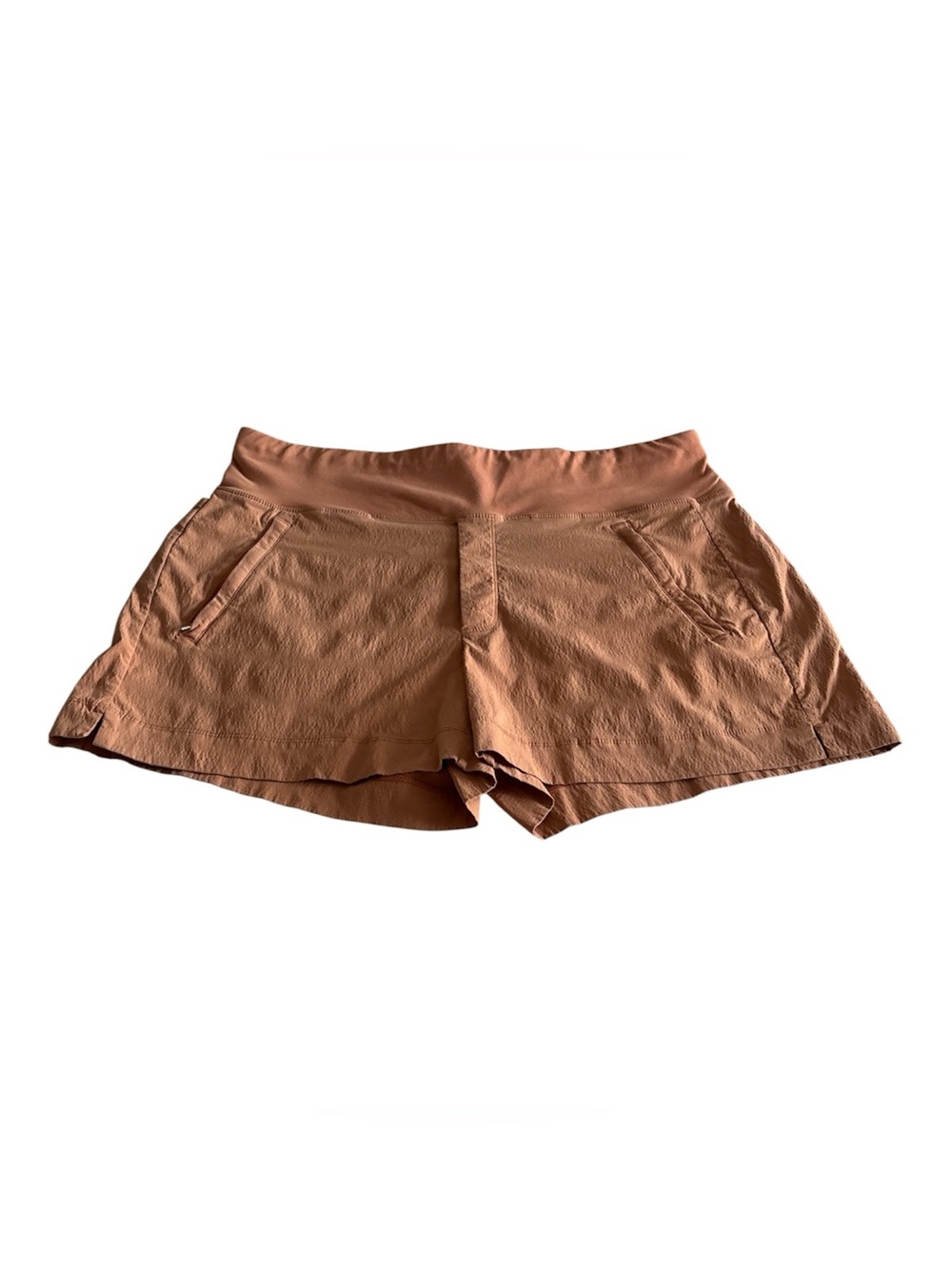 Athleta Women’s Stretch Midi Rise Trekkie North Peach Shorts Size/M - Picture 2 of 12